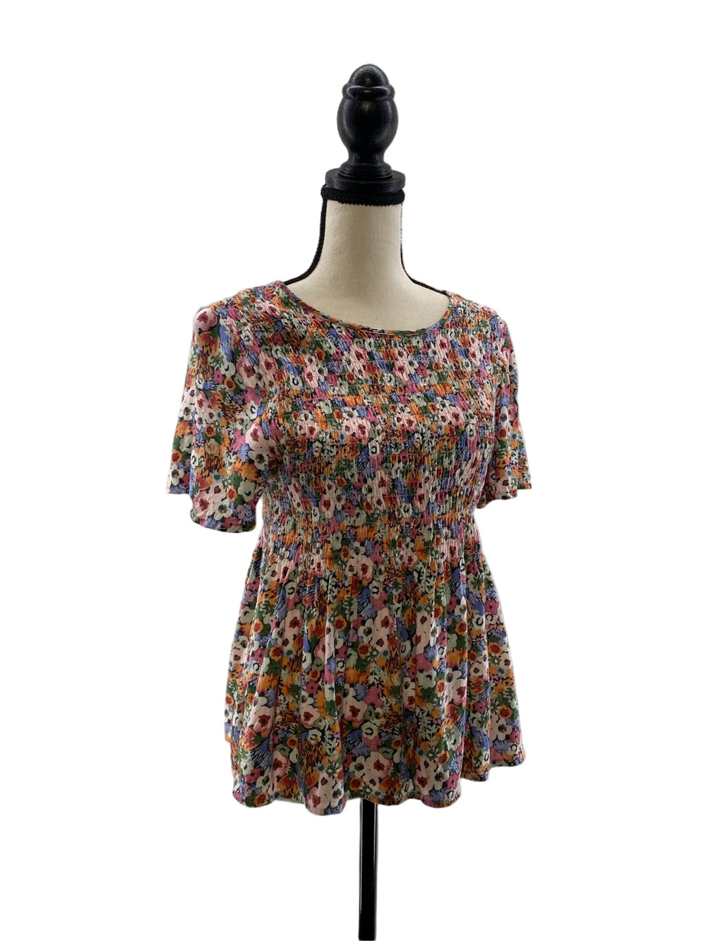 Urban Outfitters Multicolor Floral Smocked Peplum Top—Sz Med